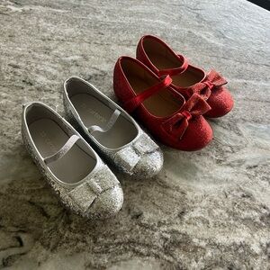 Carter's Kids Red and Silver Glitter Dress Shoes